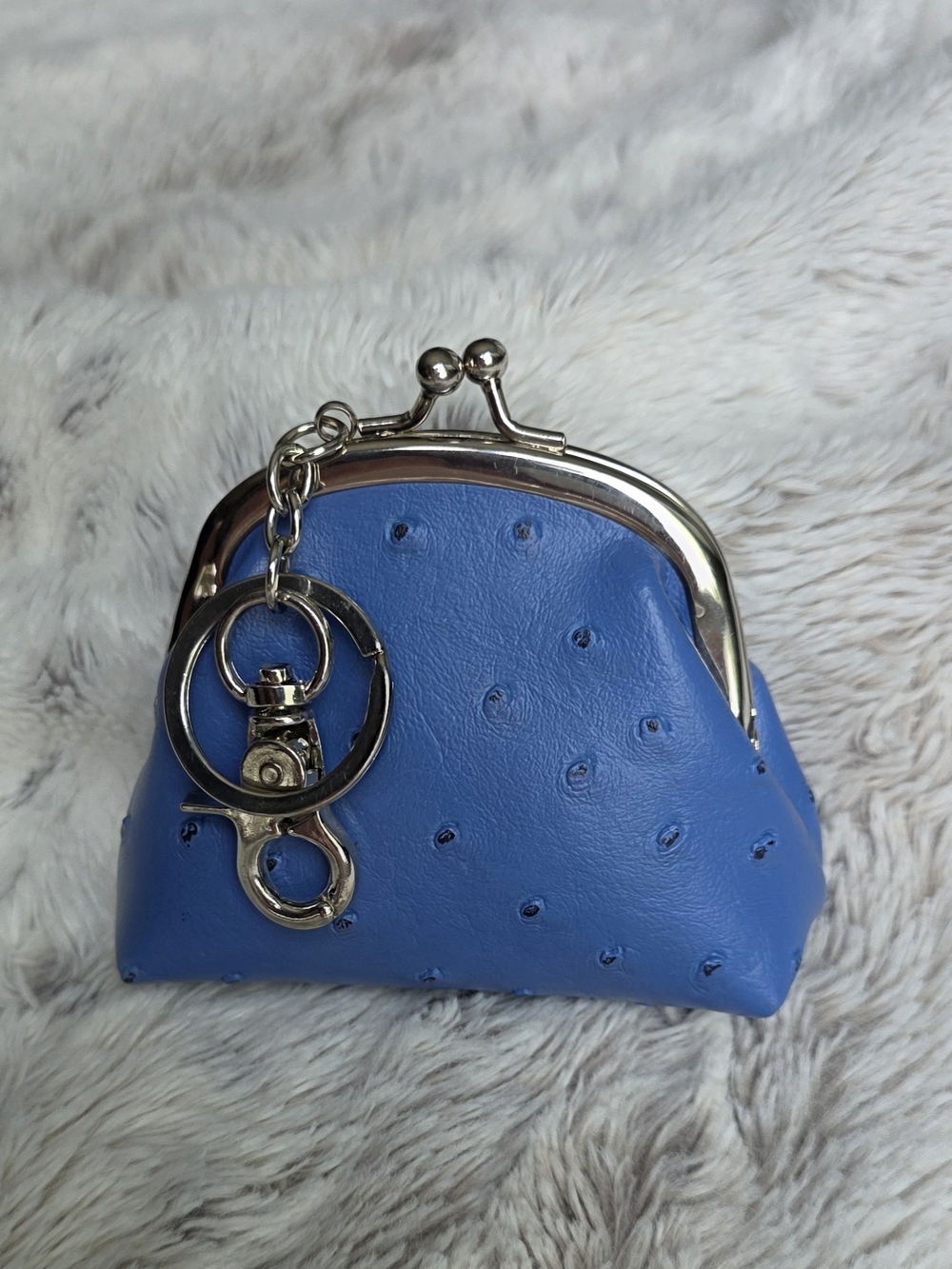 Blue OSTRICH Coin Purse with Keyring - Picture 3 of 7